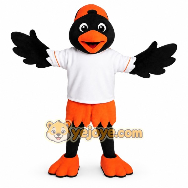 Black Orange Baseball Bird Mascot Costume
