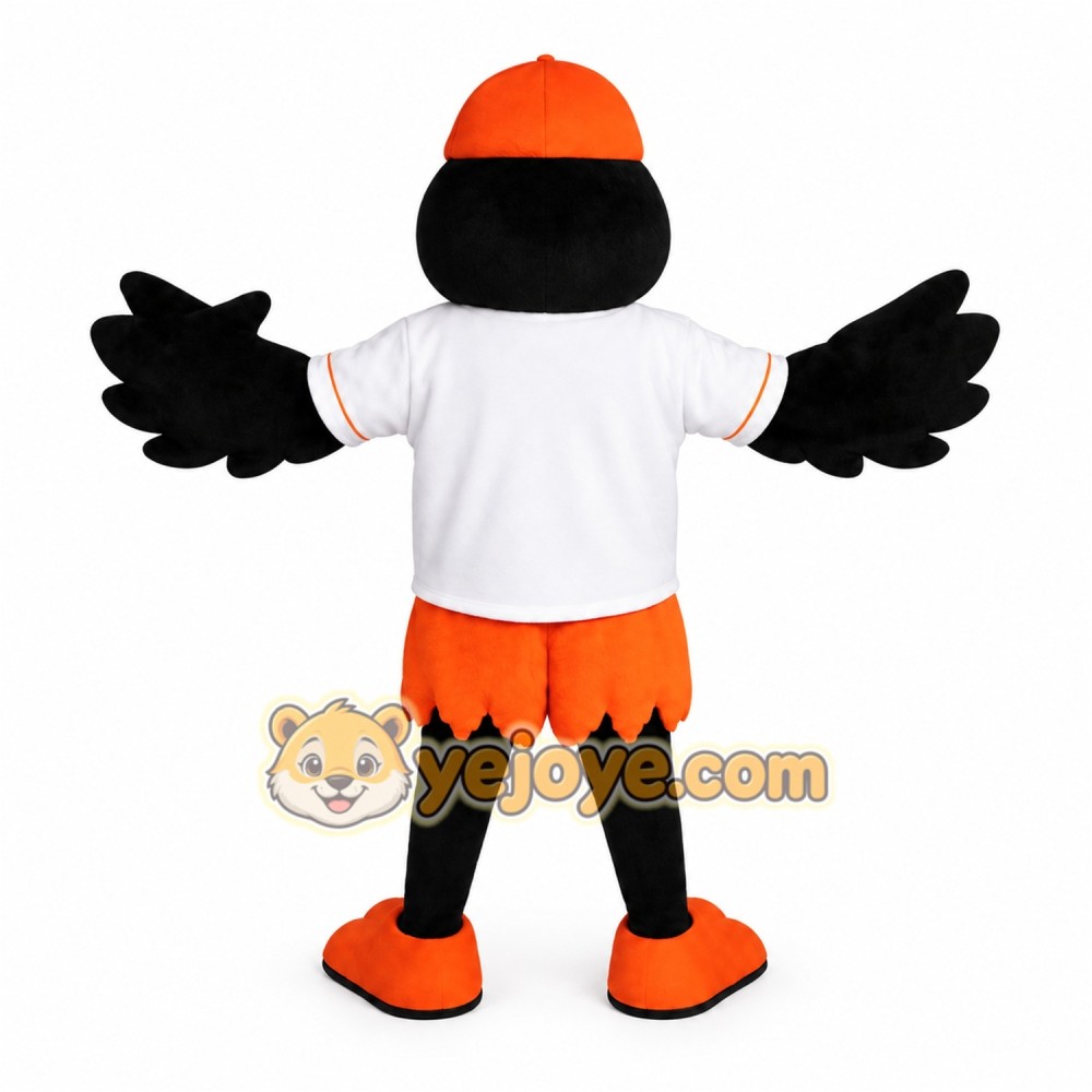 Black Orange Baseball Bird Mascot Costume Black Orange Baseball Bird Mascot Costume