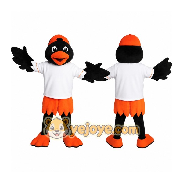 Black Orange Baseball Bird Mascot Costume