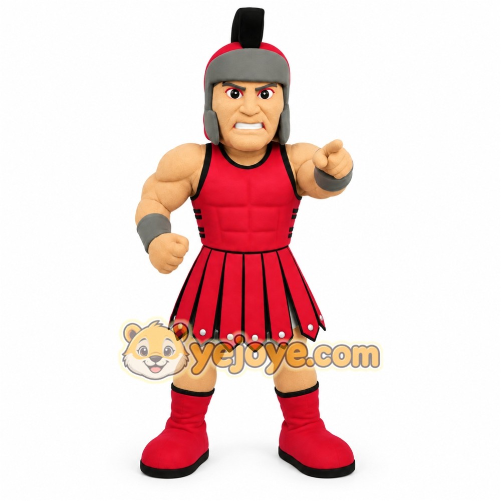 Red Gray Spartan Warrior Mascot Costume