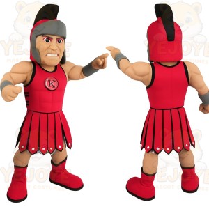 Red Gray Spartan Warrior Mascot Costume