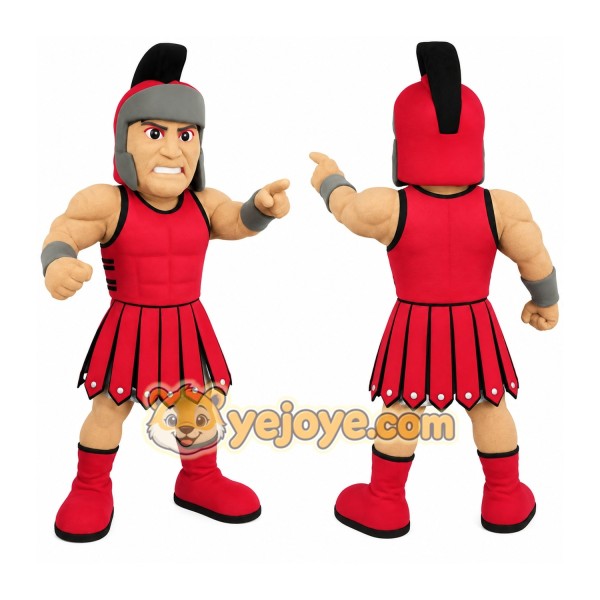 Red Gray Spartan Warrior Mascot Costume