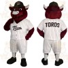 Burgundy White Bull Baseball Mascot Costume