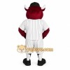 Burgundy White Bull Baseball Mascot Costume Burgundy White Bull Baseball Mascot Costume