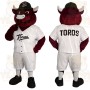 Burgundy White Bull Baseball Mascot Costume