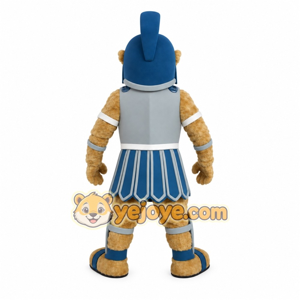 Tan Blue Roman Lion Warrior Mascot Costume