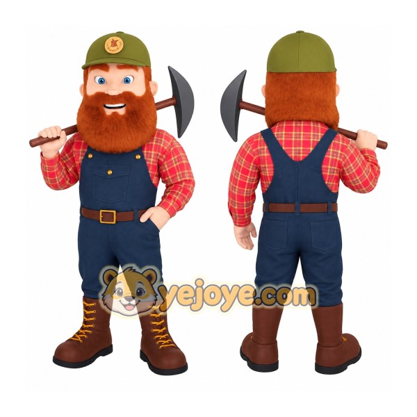 Red Navy Bearded Lumberjack Mascot Costume