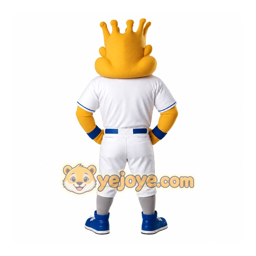 Yellow Blue Crowned Lion Baseball Mascot Costume Yellow Blue Crowned Lion Baseball Mascot Costume