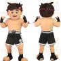 Tan Black Red Boxer Boy Mascot Costume