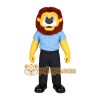 Yellow Brown Lion With Blue Shirt Mascot Costume Yellow Brown Lion With Blue Shirt Mascot Costume