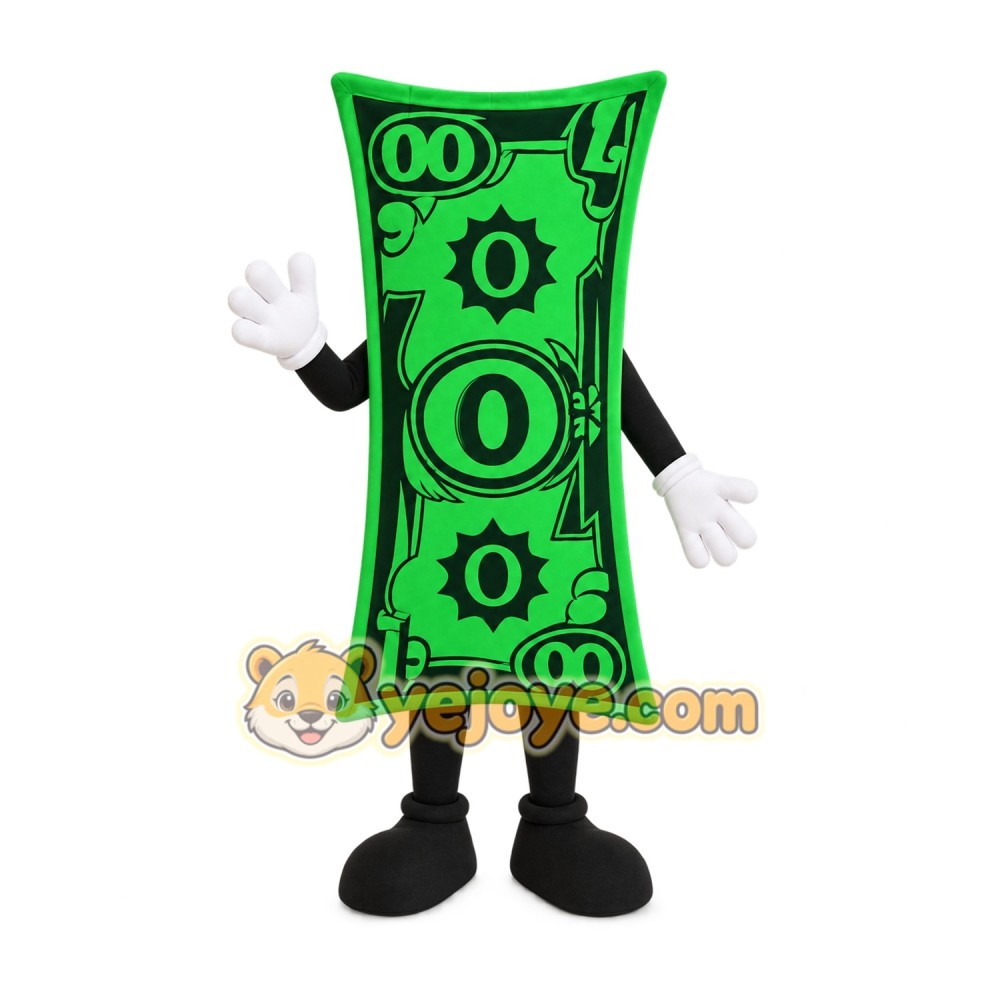 Green Black Dollar Bill Mascot Costume Green Black Dollar Bill Mascot Costume
