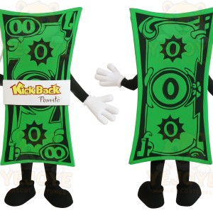 Green Black Dollar Bill Mascot Costume