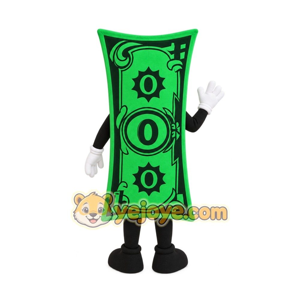 Green Black Dollar Bill Mascot Costume Green Black Dollar Bill Mascot Costume
