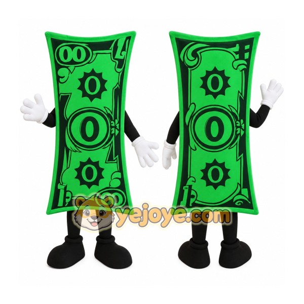 Green Black Dollar Bill Mascot Costume