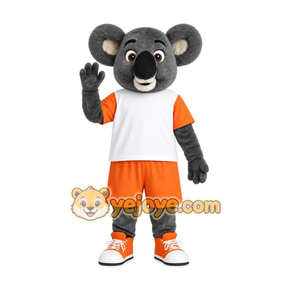 Gray White Orange Koala Mascot Costume