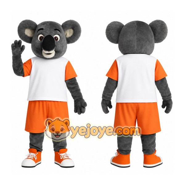 Gray White Orange Koala Mascot Costume