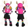 Pink Black Antler Skull Girl Mascot Costume
