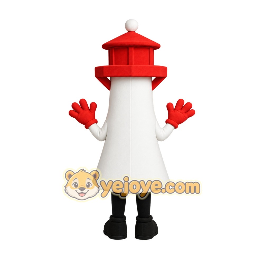 Red White Smiling Lighthouse Mascot Costume Red White Smiling Lighthouse Mascot Costume