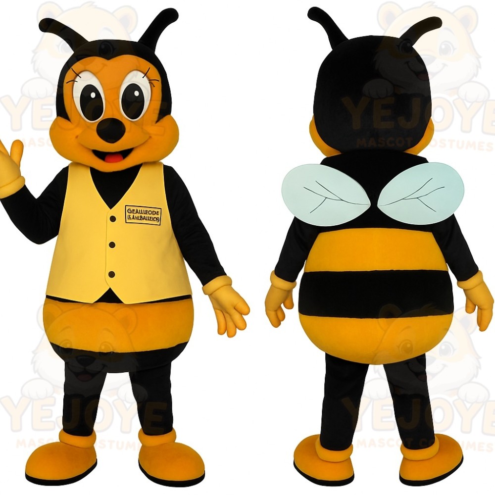 Yellow Black Winged Bee Mascot Costume