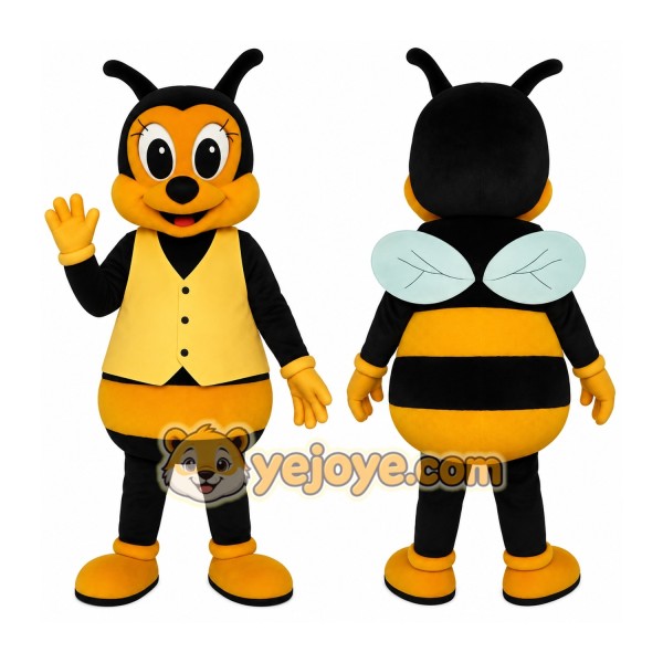 Yellow Black Winged Bee Mascot Costume