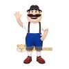 Blue White Mustached Bavarian Man Mascot Costume