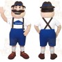 Blue White Mustached Bavarian Man Mascot Costume