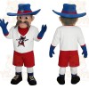 Blue Red White Mustached Cowboy Mascot Costume