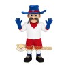 Blue Red White Mustached Cowboy Mascot Costume Blue Red White Mustached Cowboy Mascot Costume
