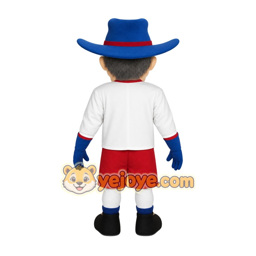 Blue Red White Mustached Cowboy Mascot Costume Blue Red White Mustached Cowboy Mascot Costume