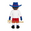 Blue Red White Mustached Cowboy Mascot Costume Blue Red White Mustached Cowboy Mascot Costume