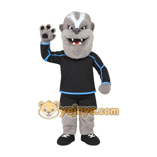 Gray White Wolf Mascot Costume