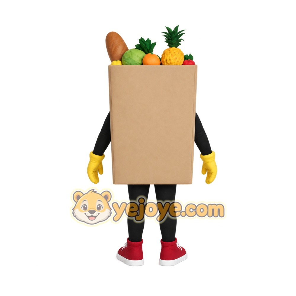 Tan Colorful Grocery Bag Mascot Costume Tan Colorful Grocery Bag Mascot Costume
