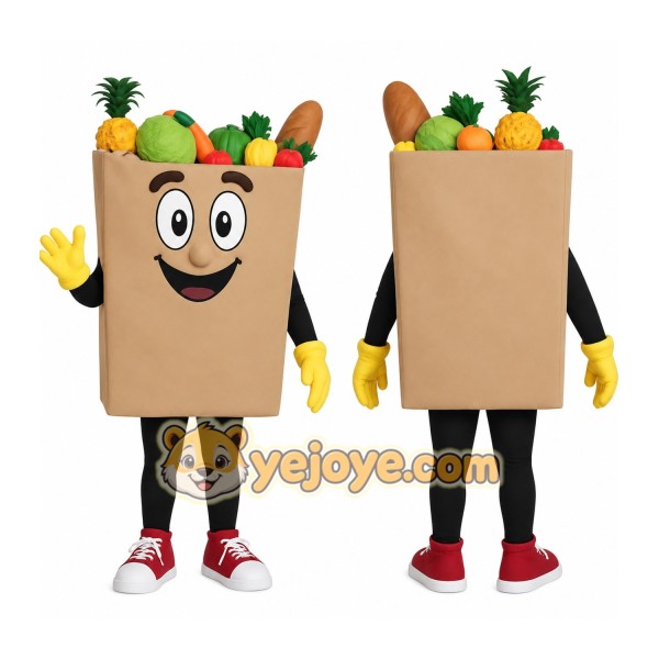 Tan Colorful Grocery Bag Mascot Costume