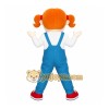 Orange Hair Blue Overalls Girl Mascot Costume