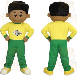 Yellow Green Black Haired Boy Mascot Costume