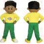 Yellow Green Black Haired Boy Mascot Costume