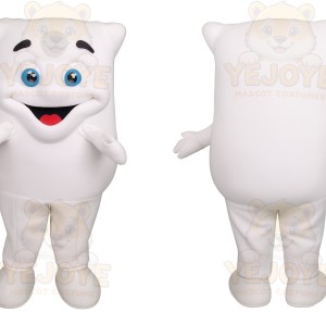White Blue Eyed Tooth Mascot Costume