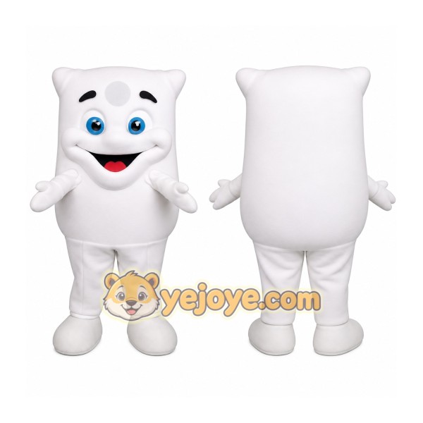 White Blue Eyed Tooth Mascot Costume