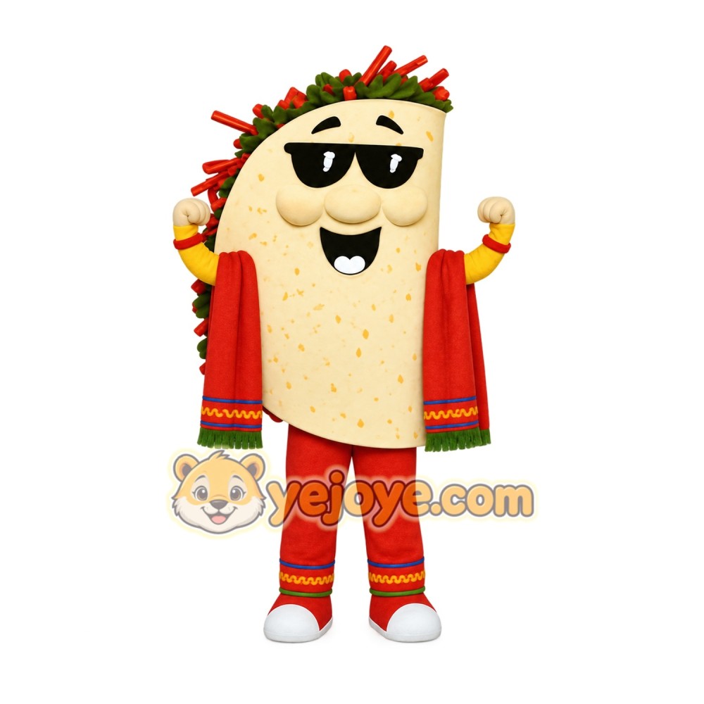 Beige Red Green Sunglasses Taco Mascot Costume Beige Red Green Sunglasses Taco Mascot Costume