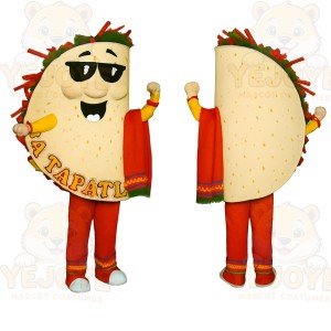 Beige Red Green Sunglasses Taco Mascot Costume