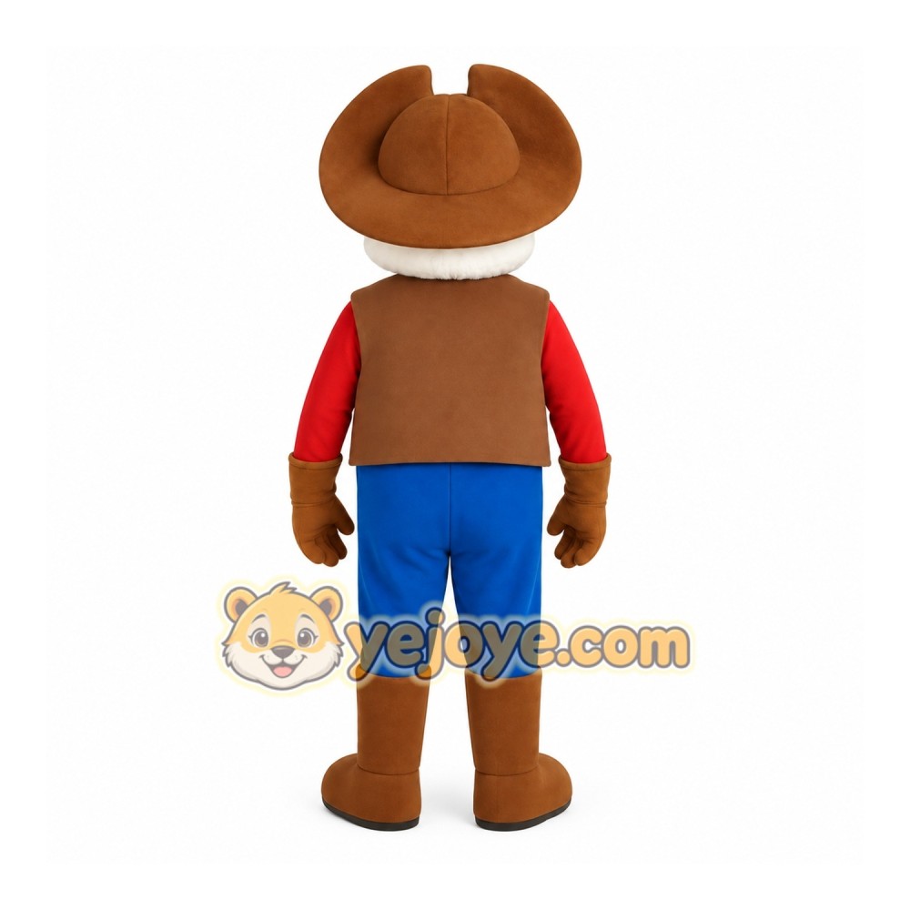 Brown Red Blue Old Man Cowboy Mascot Costume Brown Red Blue Old Man Cowboy Mascot Costume
