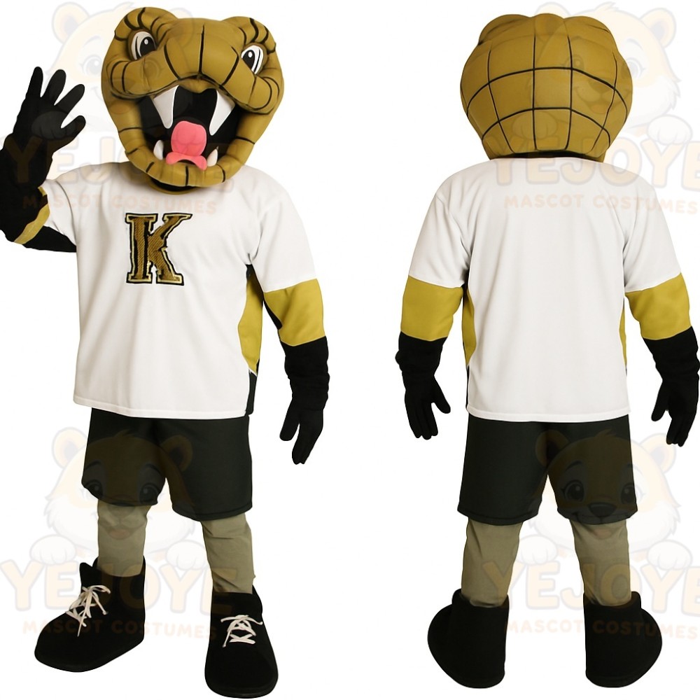 Gold Black White Cobra Mascot Costume