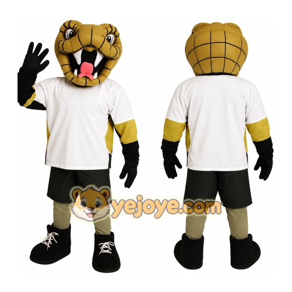 Gold Black White Cobra Mascot Costume