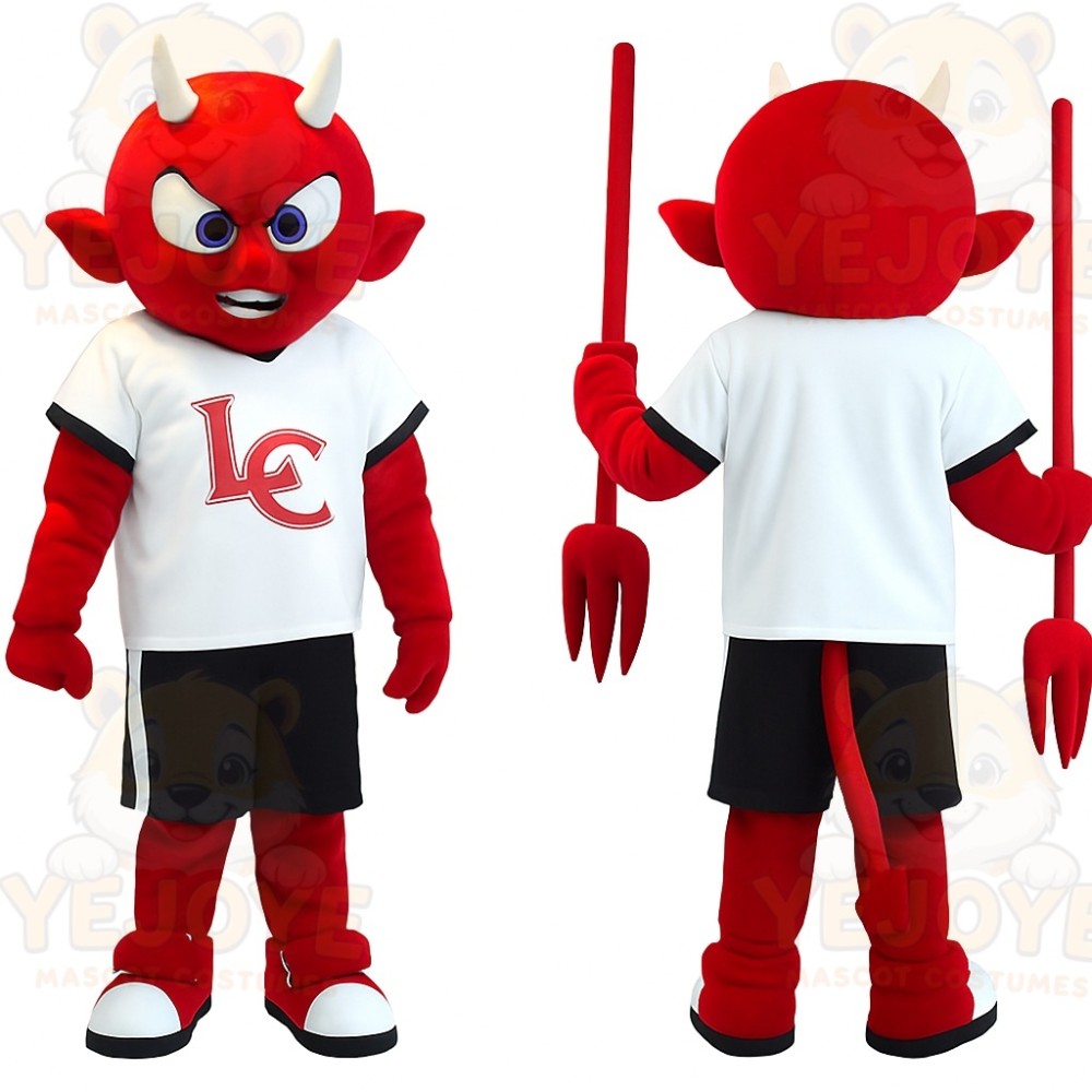 Red White Black Horned Devil Mascot Costume