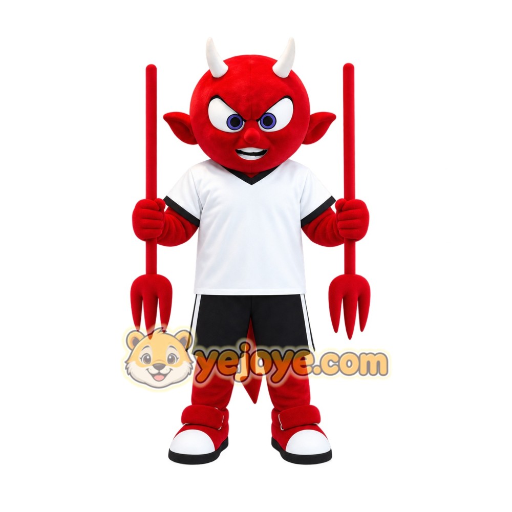 Red White Black Horned Devil Mascot Costume