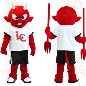 Red White Black Horned Devil Mascot Costume