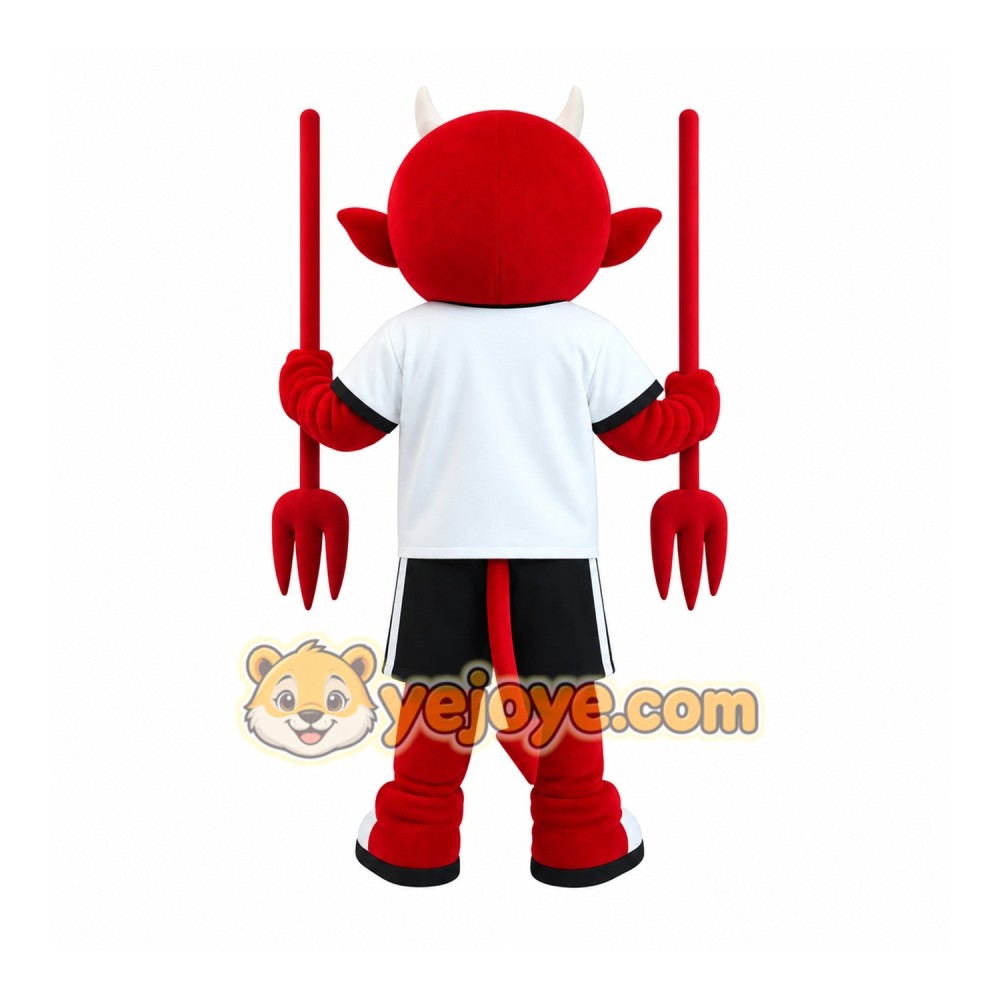 Red White Black Horned Devil Mascot Costume