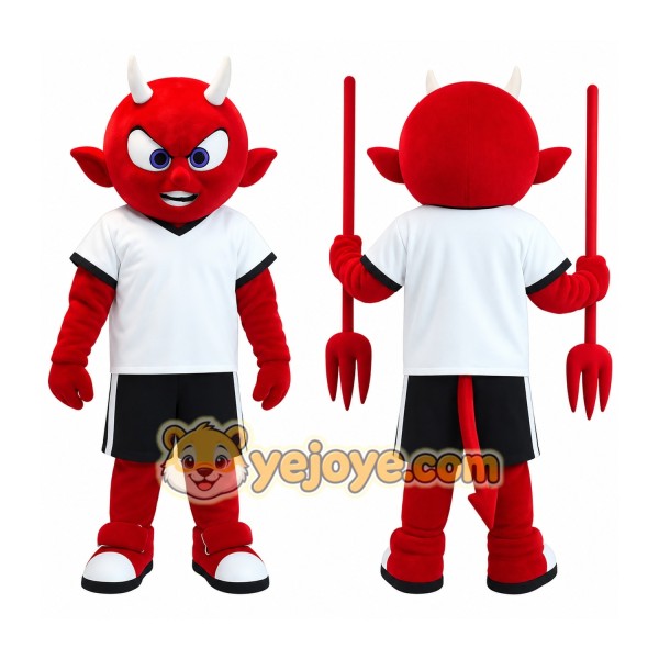 Red White Black Horned Devil Mascot Costume