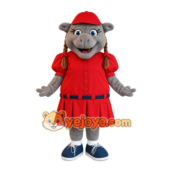Gray Red Donkey Baseball Mascot Costume