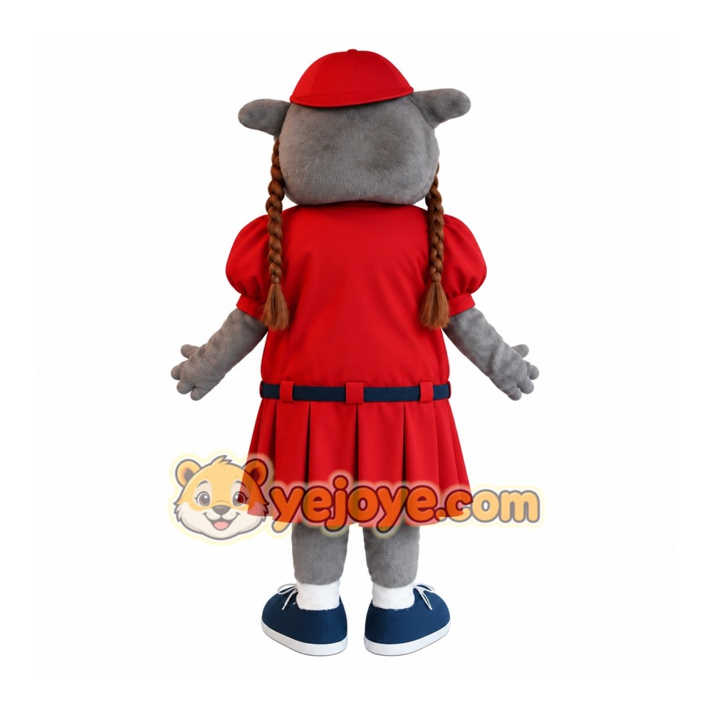 Gray Red Donkey Baseball Mascot Costume Gray Red Donkey Baseball Mascot Costume
